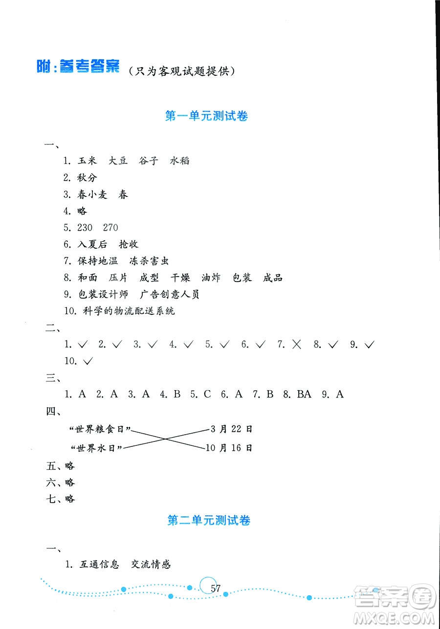 2018秋金鑰匙試卷小學(xué)品德與社會五年級上冊魯人版金版參考答案