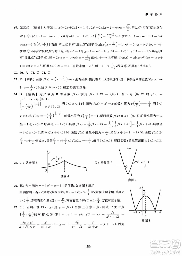 交大之星2018年直擊名校高中數(shù)學(xué)300題函數(shù)與導(dǎo)數(shù)專項(xiàng)集訓(xùn)參考答案