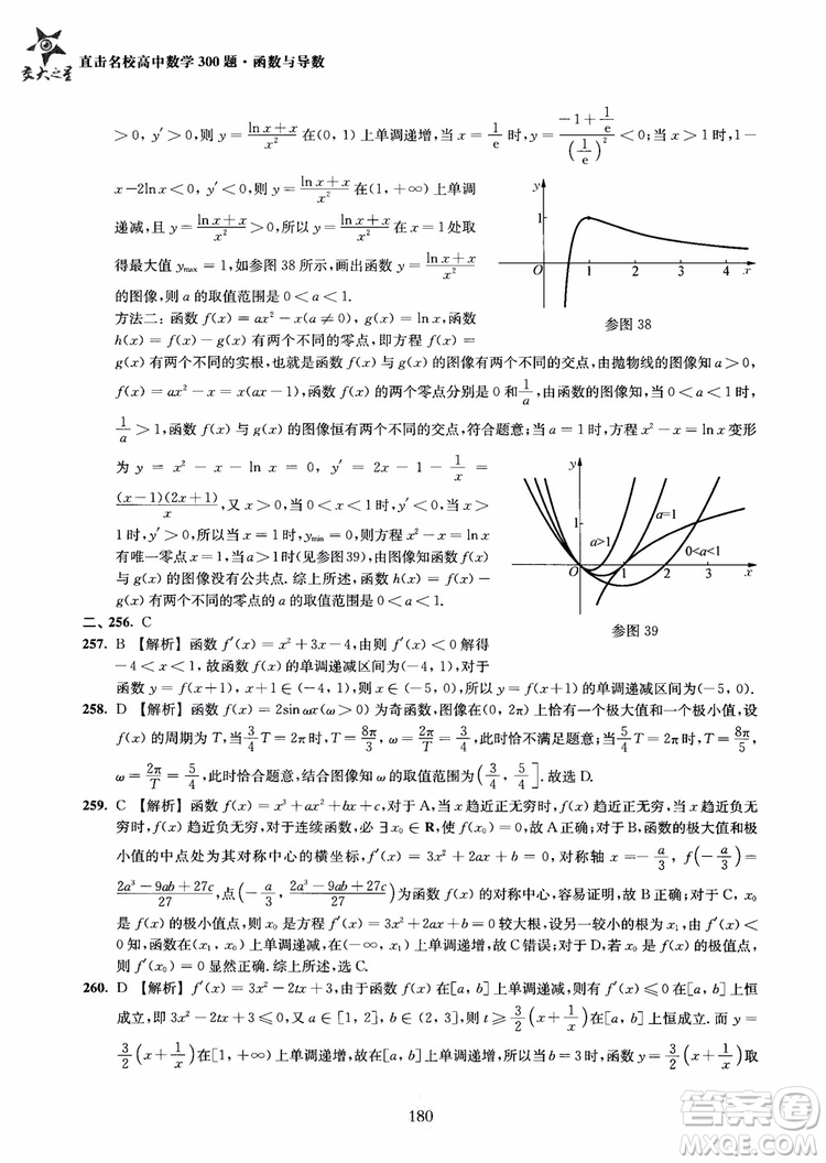 交大之星2018年直擊名校高中數(shù)學(xué)300題函數(shù)與導(dǎo)數(shù)專項(xiàng)集訓(xùn)參考答案