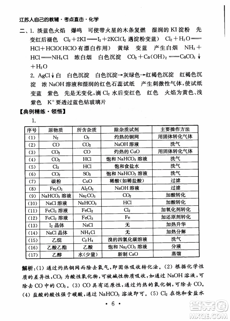 2019學(xué)業(yè)水平測(cè)試考點(diǎn)直擊化學(xué)SJ參考答案