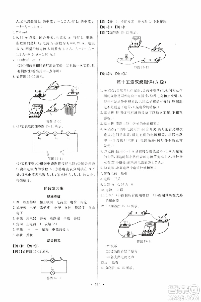 2018年物理九年級(jí)全一冊(cè)長江全能學(xué)案同步練習(xí)冊(cè)人教版參考答案