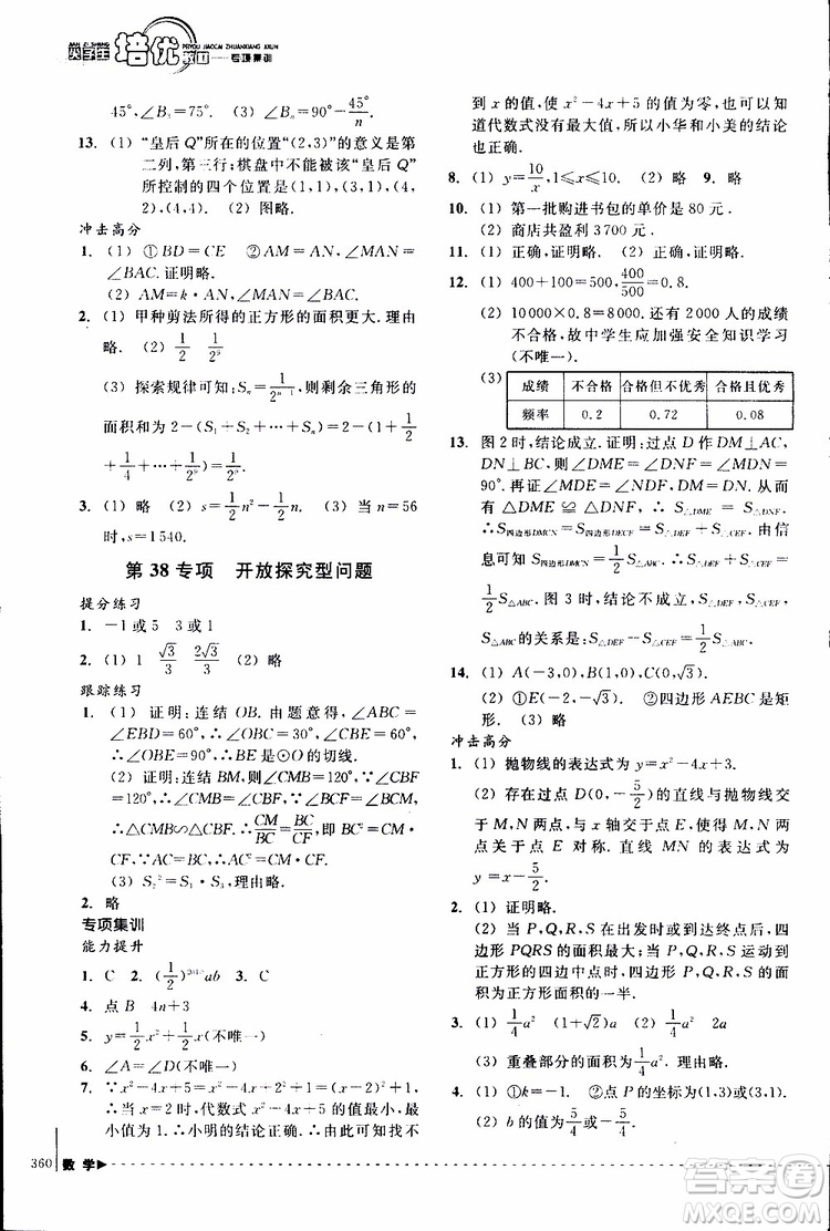 2018年尖子生培優(yōu)教材專項集訓數(shù)學初中綜合版參考答案