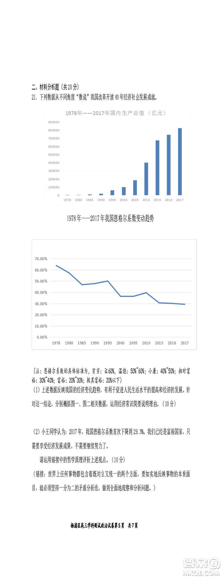 2019屆上海楊浦高三一模政治試卷答案