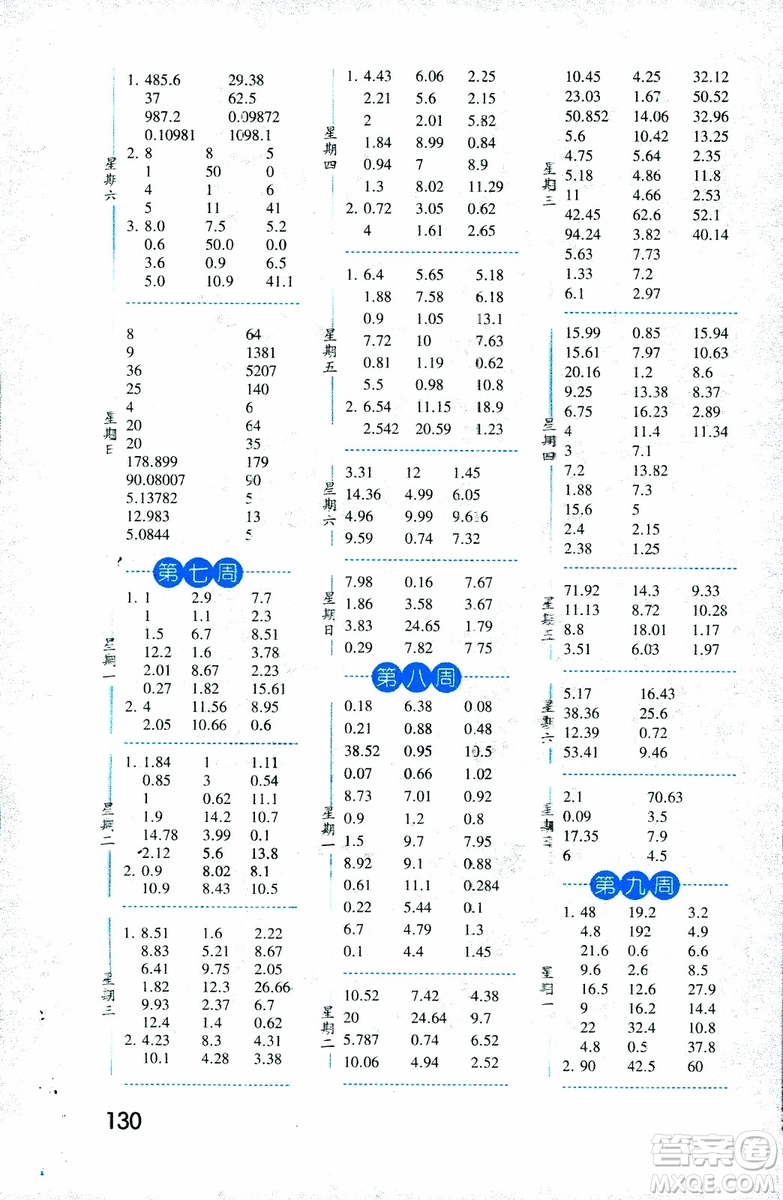 2018年口算達(dá)人數(shù)學(xué)五年級(jí)上冊(cè)江蘇國(guó)際版參考答案