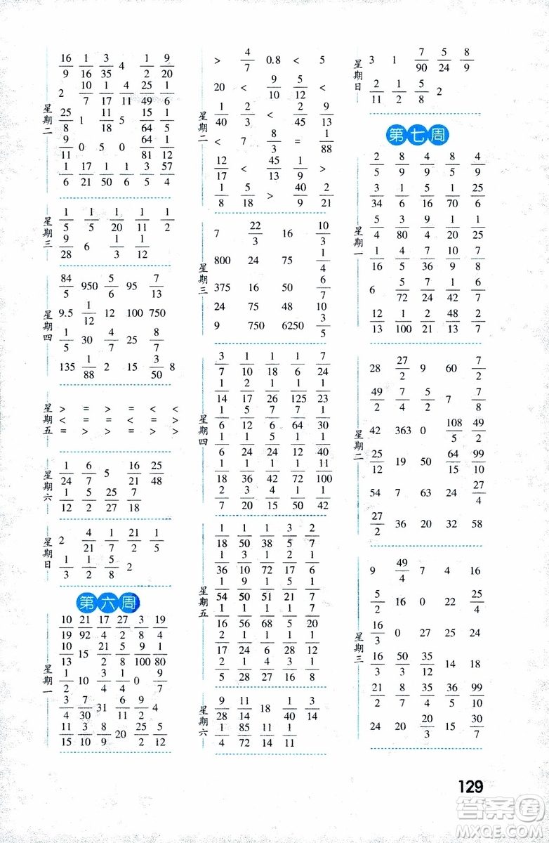 2018年修訂版經(jīng)綸學(xué)典口算達(dá)人六年級(jí)數(shù)學(xué)上冊(cè)江蘇國(guó)際參考答案