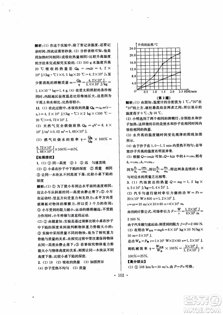 9787564135089高分拔尖提優(yōu)訓(xùn)練九年級(jí)物理上冊(cè)2018年新課標(biāo)江蘇版參考答案