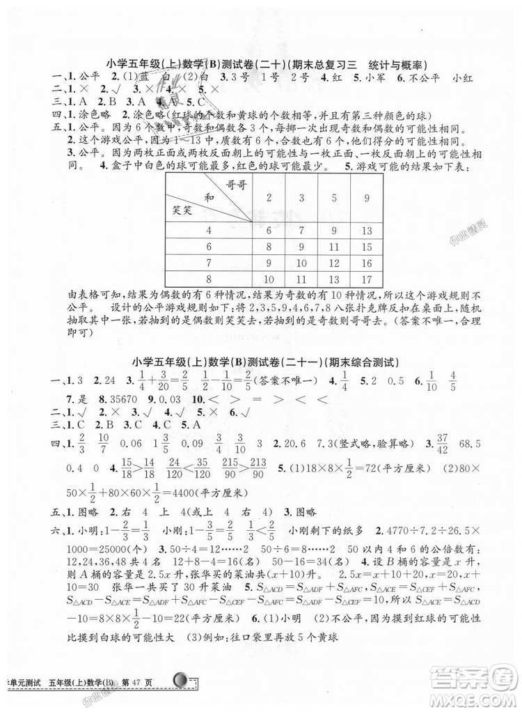 北師大版2018秋新版孟建平小學(xué)單元測(cè)試9787517809234數(shù)學(xué)五年級(jí)上冊(cè)答案