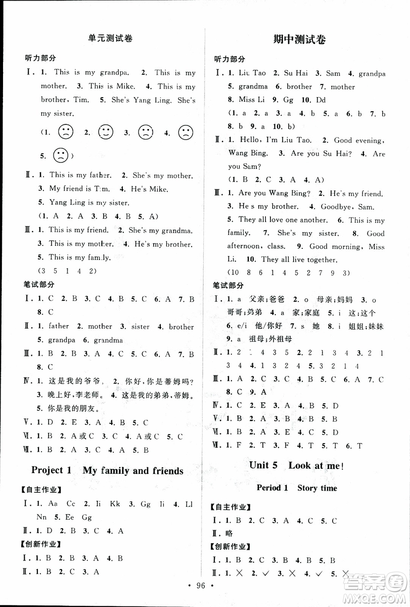 9787534663789超能學(xué)典2018年秋高分拔尖課時(shí)作業(yè)小學(xué)英語(yǔ)三年級(jí)上冊(cè)江蘇版參考答案