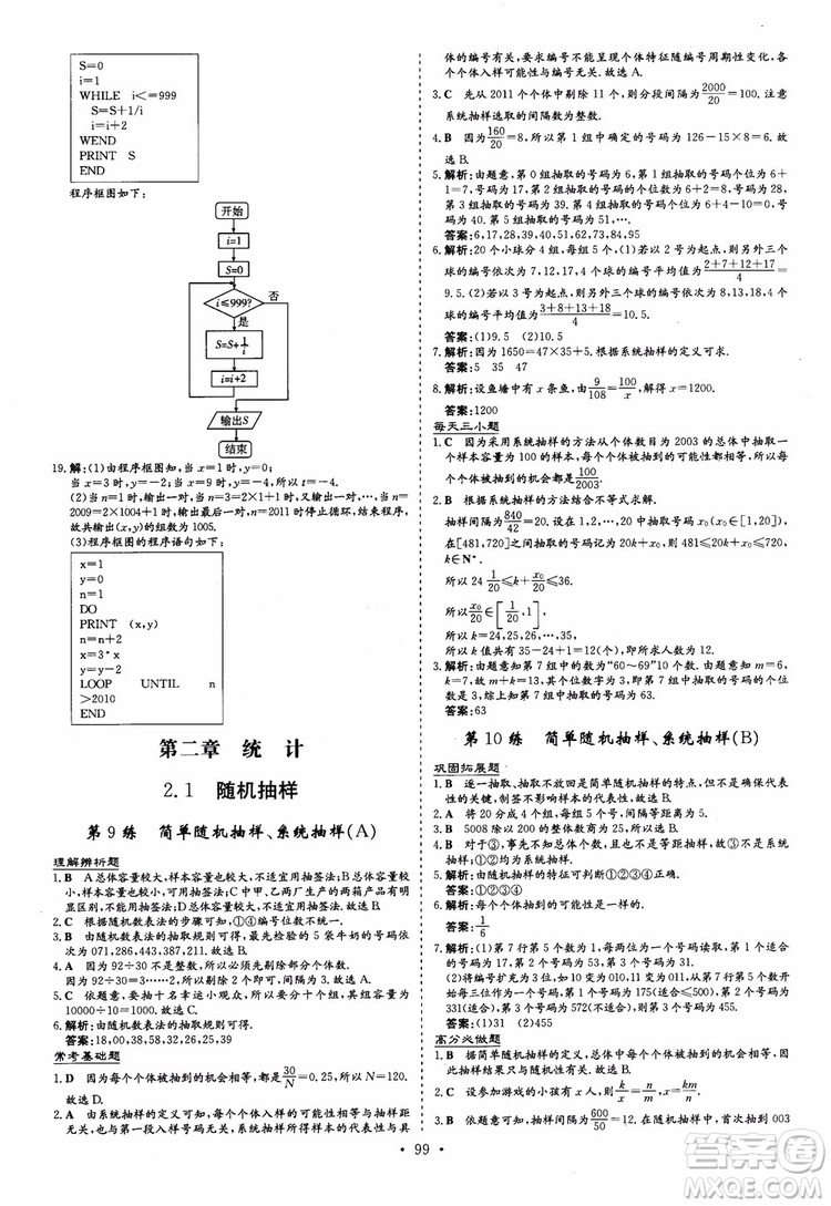 9787540582555導(dǎo)與練高中同步2018年小題巧練數(shù)學(xué)必修3參考答案