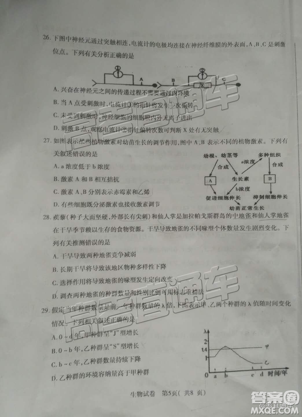 泉州市2019屆普通高中畢業(yè)班單科質(zhì)量檢查生物試卷及答案解析