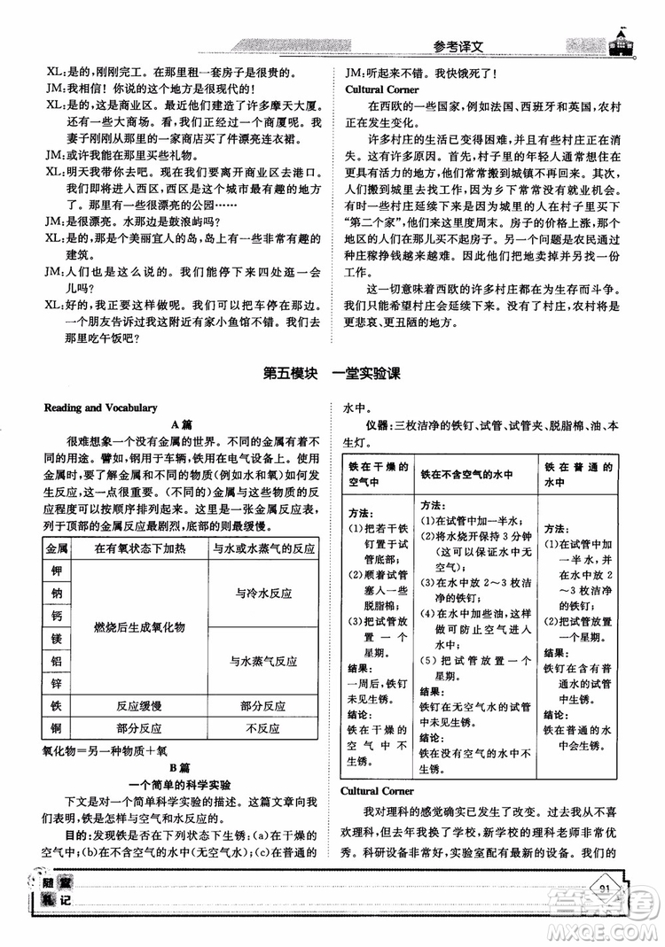 2019版百年學(xué)典高中全程學(xué)習(xí)導(dǎo)與練必修1英語WY外研版參考答案