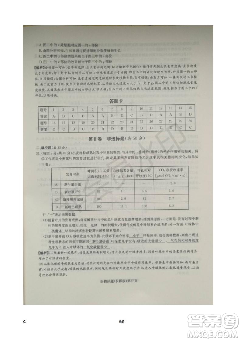 湖南長郡中學(xué)2019屆高三月考試卷五生物試題及答案解析