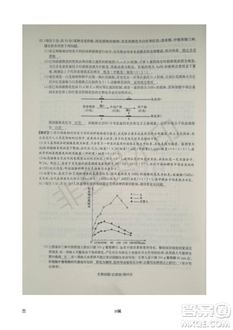 湖南長郡中學(xué)2019屆高三月考試卷五生物試題及答案解析