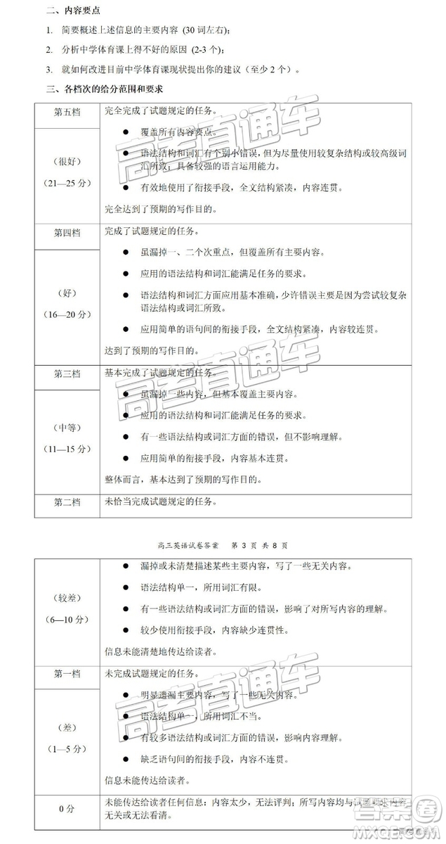 2019南京、鹽城一模英語試題及參考答案