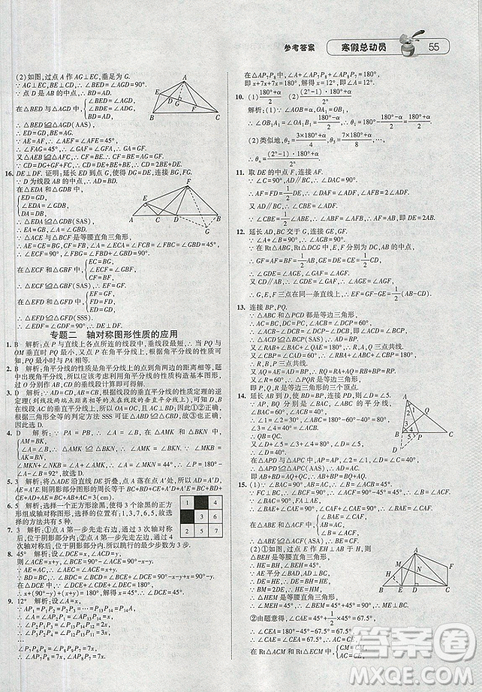 經(jīng)綸學典2019年江蘇國標版寒假總動員八年級數(shù)學答案