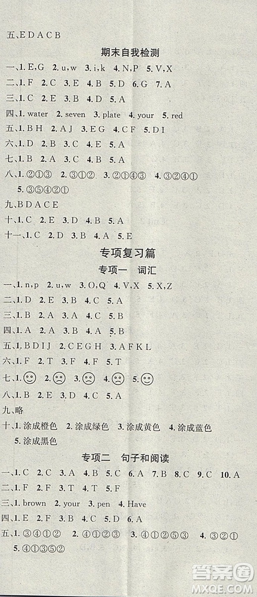 學(xué)習(xí)總動(dòng)員2019春寒假總復(fù)習(xí)三年級英語人教PEP版答案