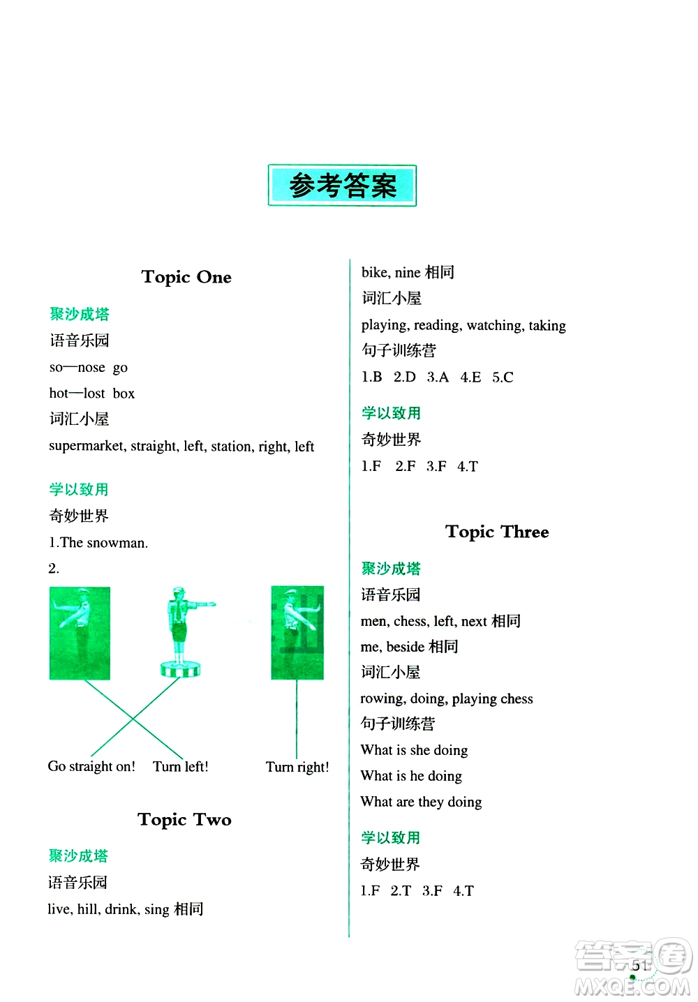 2019年寒假樂(lè)園3英語(yǔ)四年級(jí)Y版參考答案