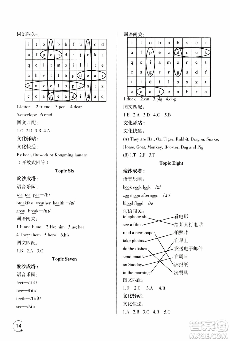 遼寧師范大學(xué)出版社2019年寒假樂園1英語六年級參考答案