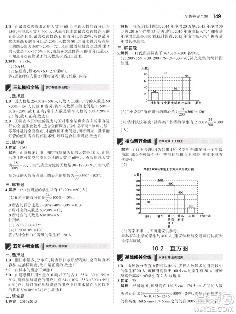 曲一線科學(xué)備考2019版5年中考3年模擬七年級(jí)下冊(cè)數(shù)學(xué)人教版RJ參考答案