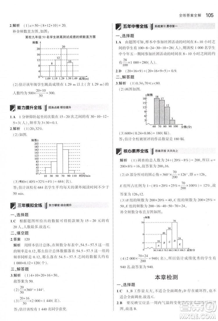 曲一線科學備考2019版5年中考3年模擬八年級數(shù)學下冊蘇科版參考答案