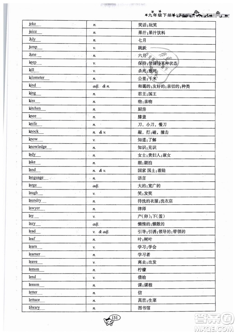 全新版2019新動力英語螺旋學(xué)習(xí)法人教版九年級下冊參考答案