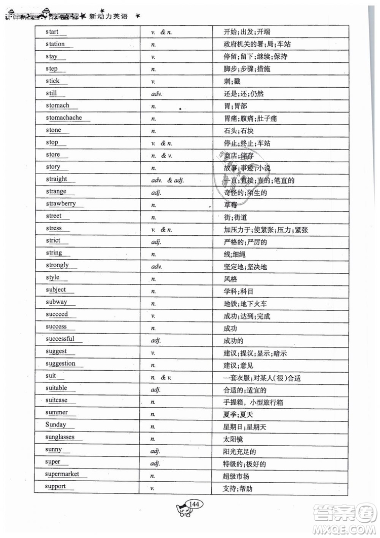 全新版2019新動力英語螺旋學(xué)習(xí)法人教版九年級下冊參考答案