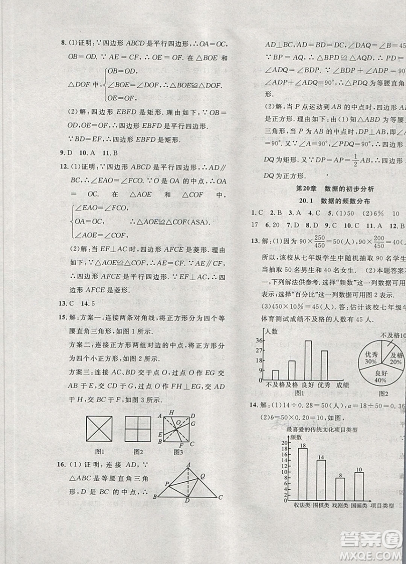 2019體驗型學(xué)案體驗新知高效練習(xí)八年級下冊數(shù)學(xué)滬科版答案