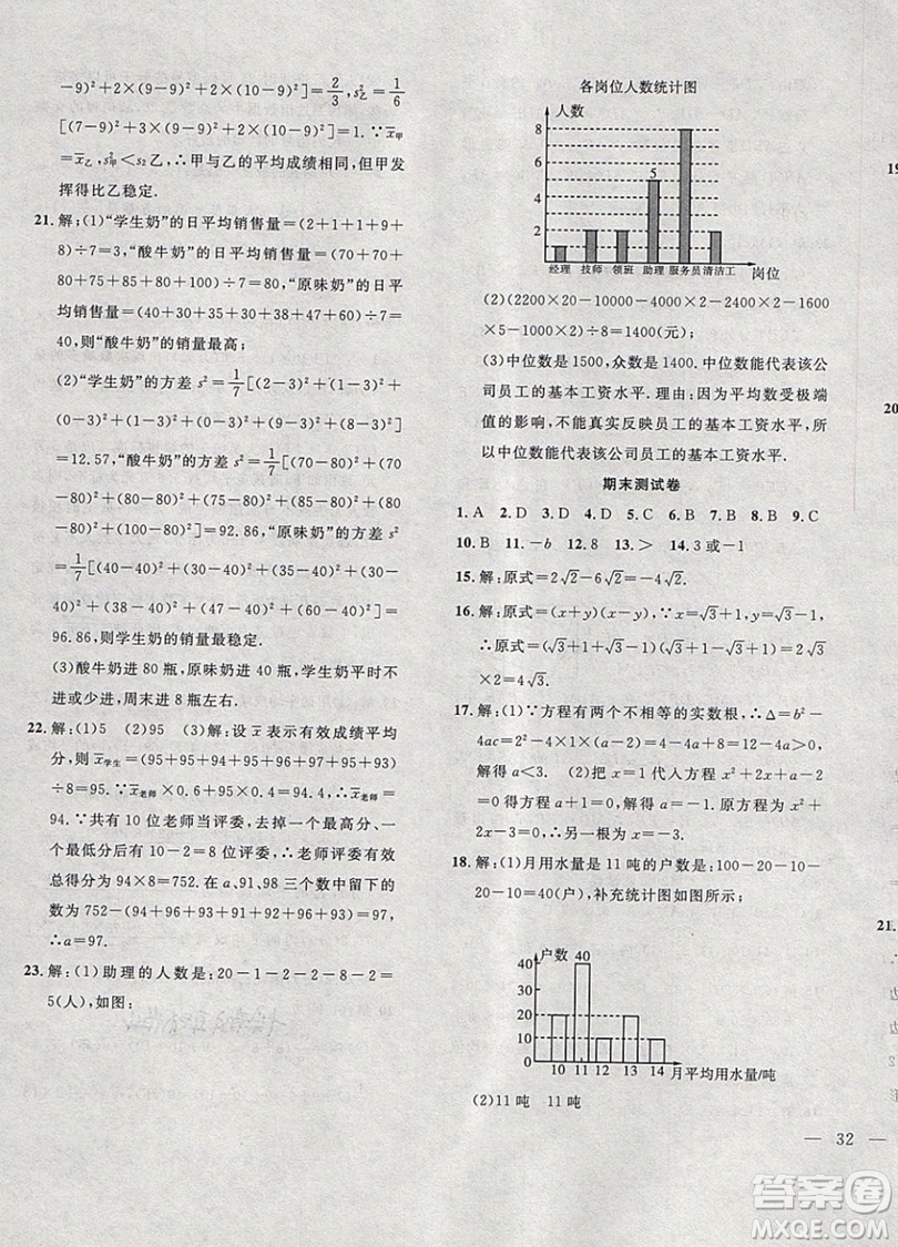 2019體驗型學(xué)案體驗新知高效練習(xí)八年級下冊數(shù)學(xué)滬科版答案