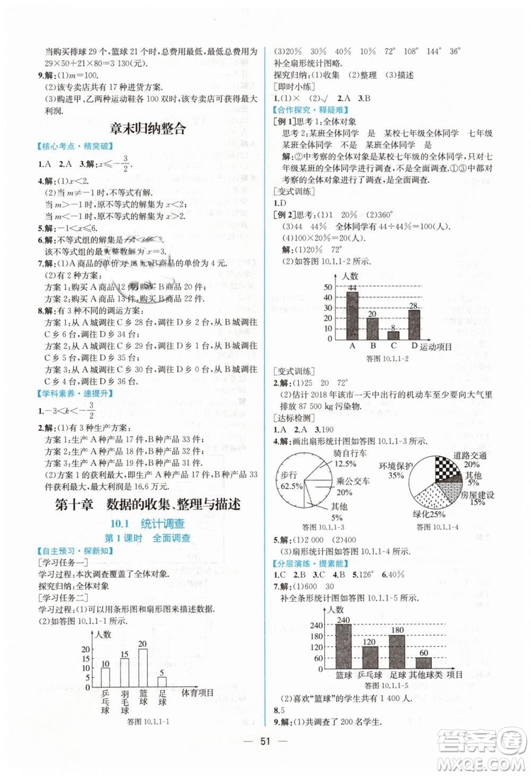 人教版2019年同步學(xué)歷案課時(shí)練數(shù)學(xué)七年級下冊參考答案