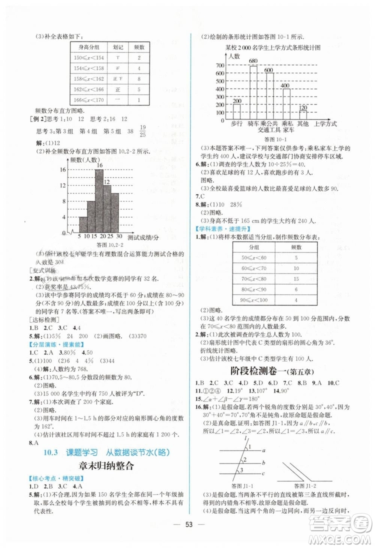 人教版2019年同步學(xué)歷案課時(shí)練數(shù)學(xué)七年級下冊參考答案