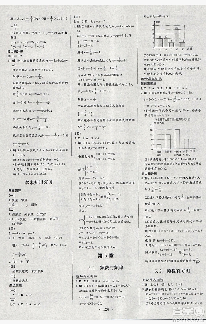 2019導與練練案課時練課時作業(yè)本八年級下冊數學湘教版答案