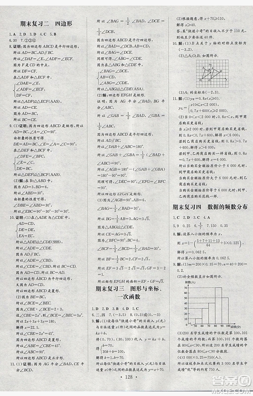 2019導與練練案課時練課時作業(yè)本八年級下冊數學湘教版答案