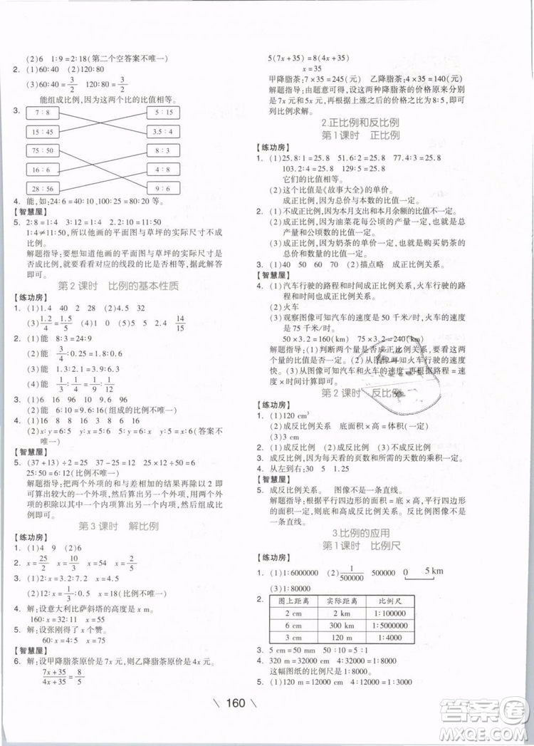 開(kāi)明出版社2019版全品學(xué)練考六年級(jí)下冊(cè)數(shù)學(xué)RJ人教版參考答案