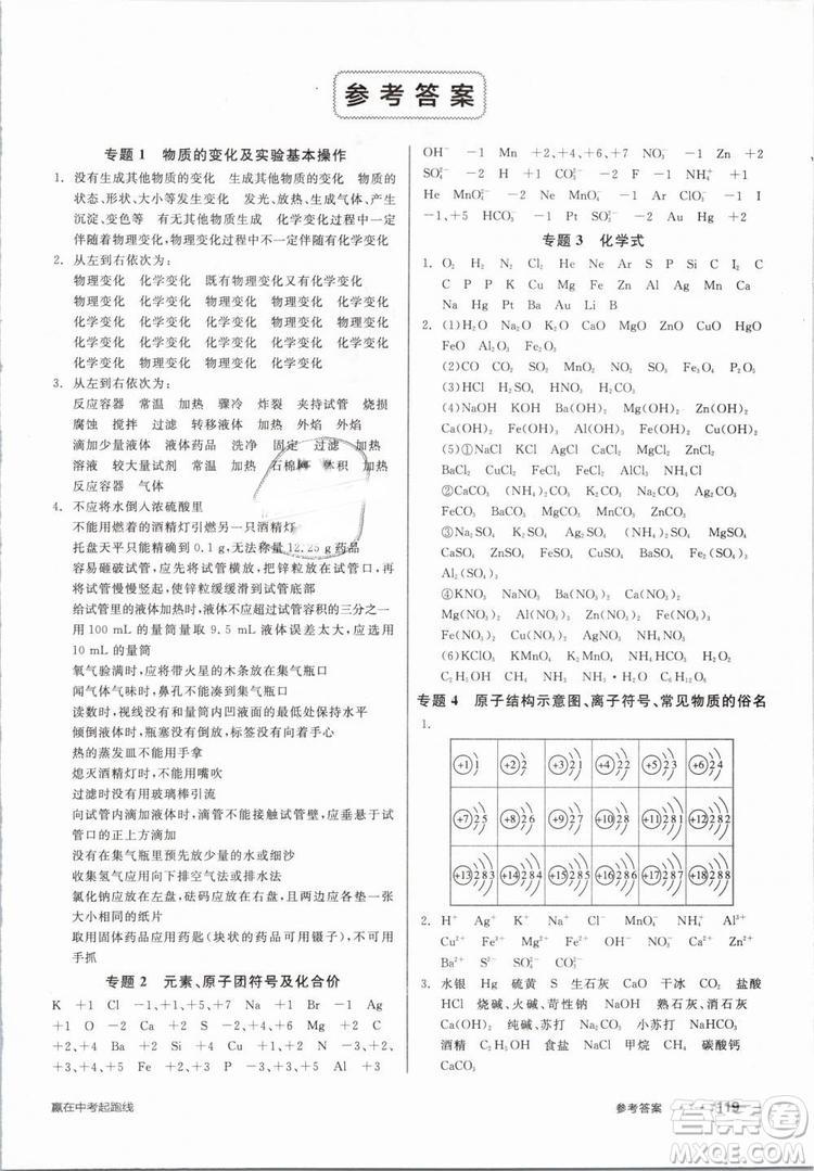 2019人教版全品作業(yè)本九年級化學(xué)下冊新課標(biāo)RJ陽光出版社參考答案