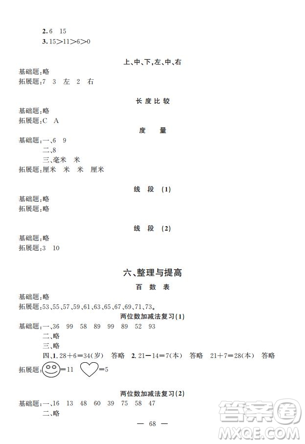 鐘書金牌2019年金牌教練一年級數(shù)學(xué)下冊參考答案