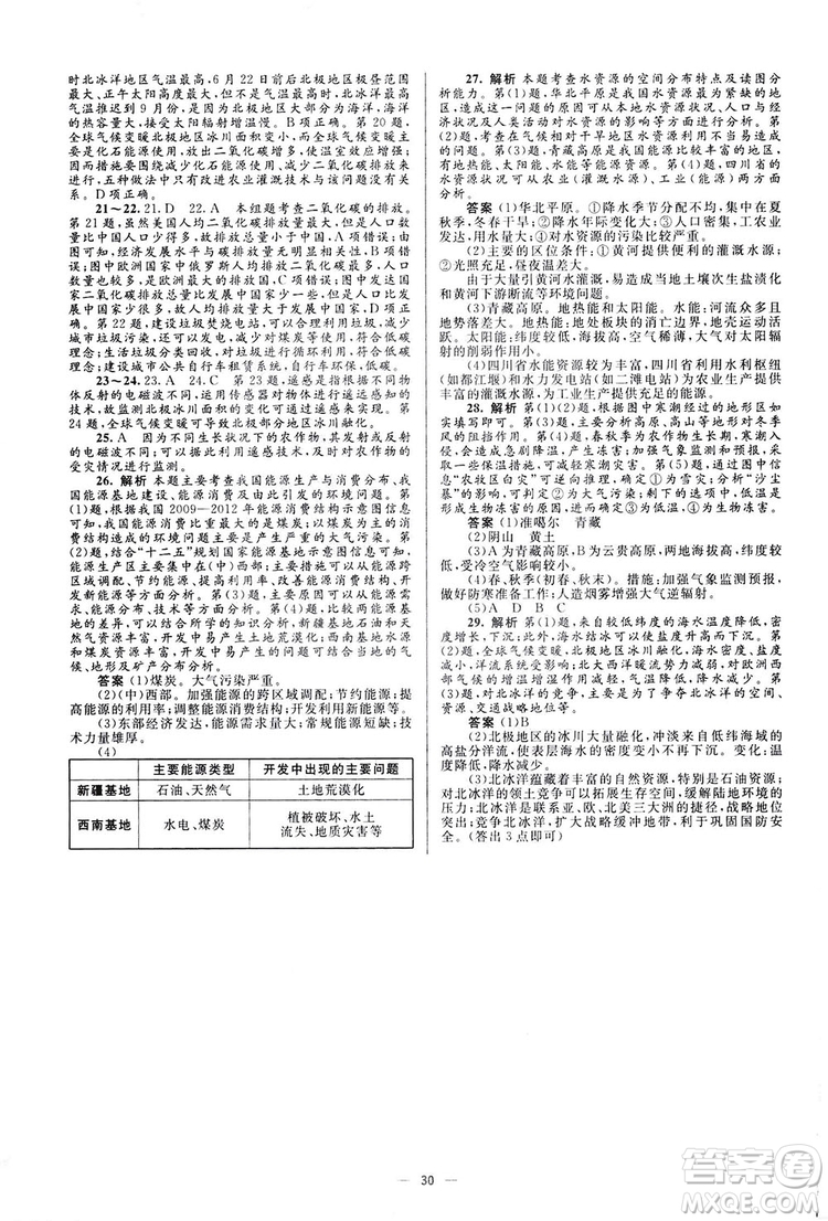 2019高中同步學考優(yōu)化設(shè)計地理必修1答案