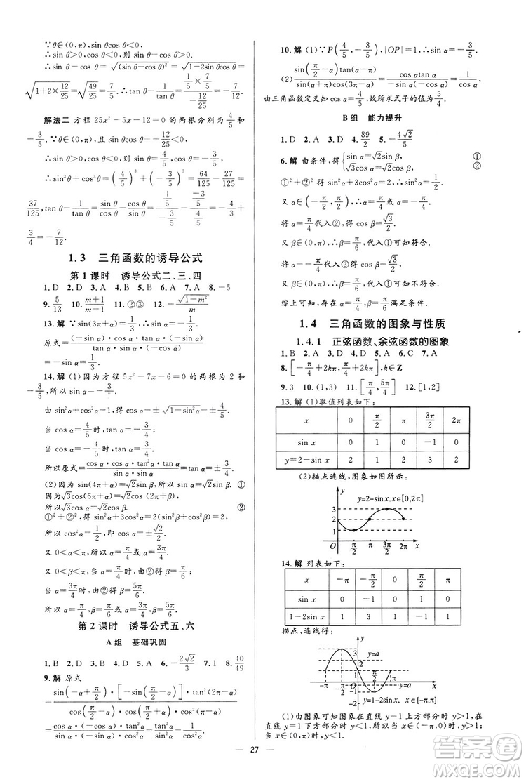 高中同步學(xué)考優(yōu)化設(shè)計(jì)2019數(shù)學(xué)必修4答案