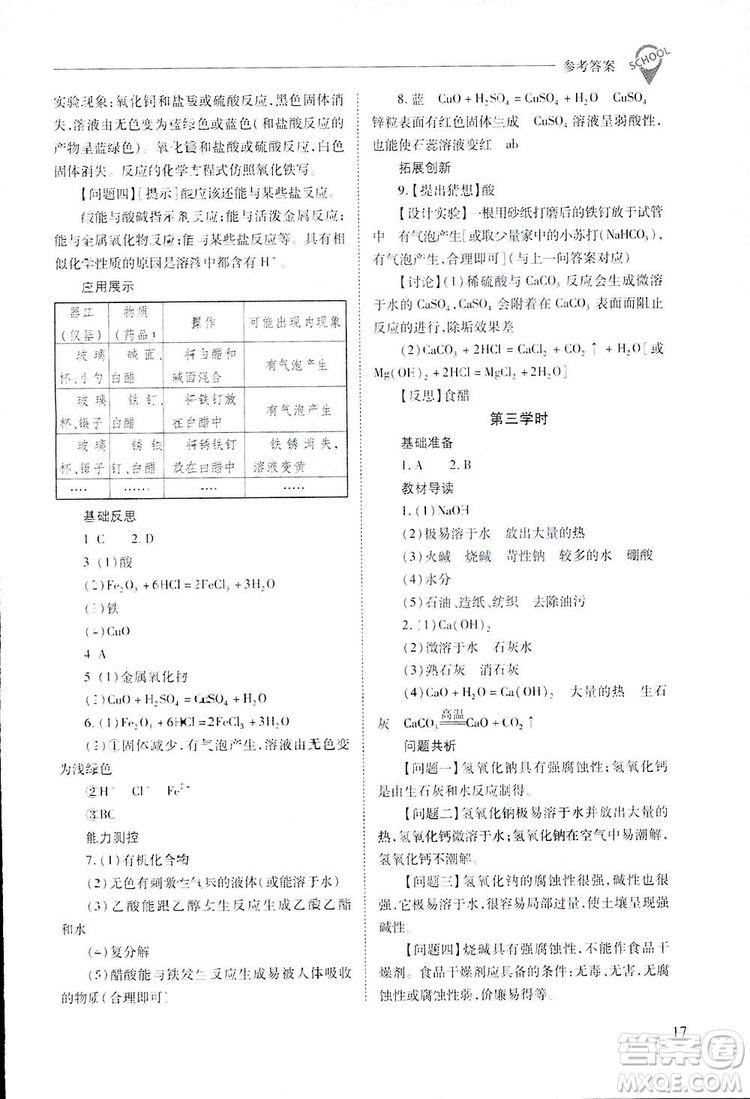 2019新課程問題解決導(dǎo)學(xué)方案九年級下冊化學(xué)人教版答案