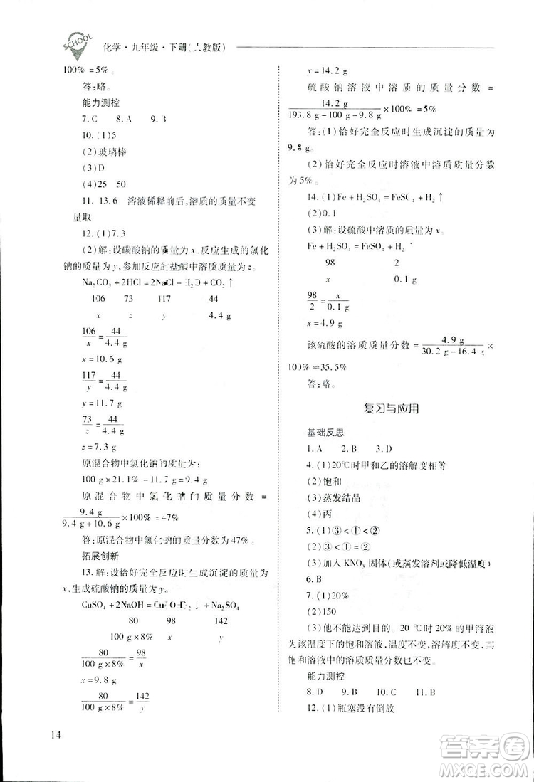 2019新課程問題解決導(dǎo)學(xué)方案九年級下冊化學(xué)人教版答案