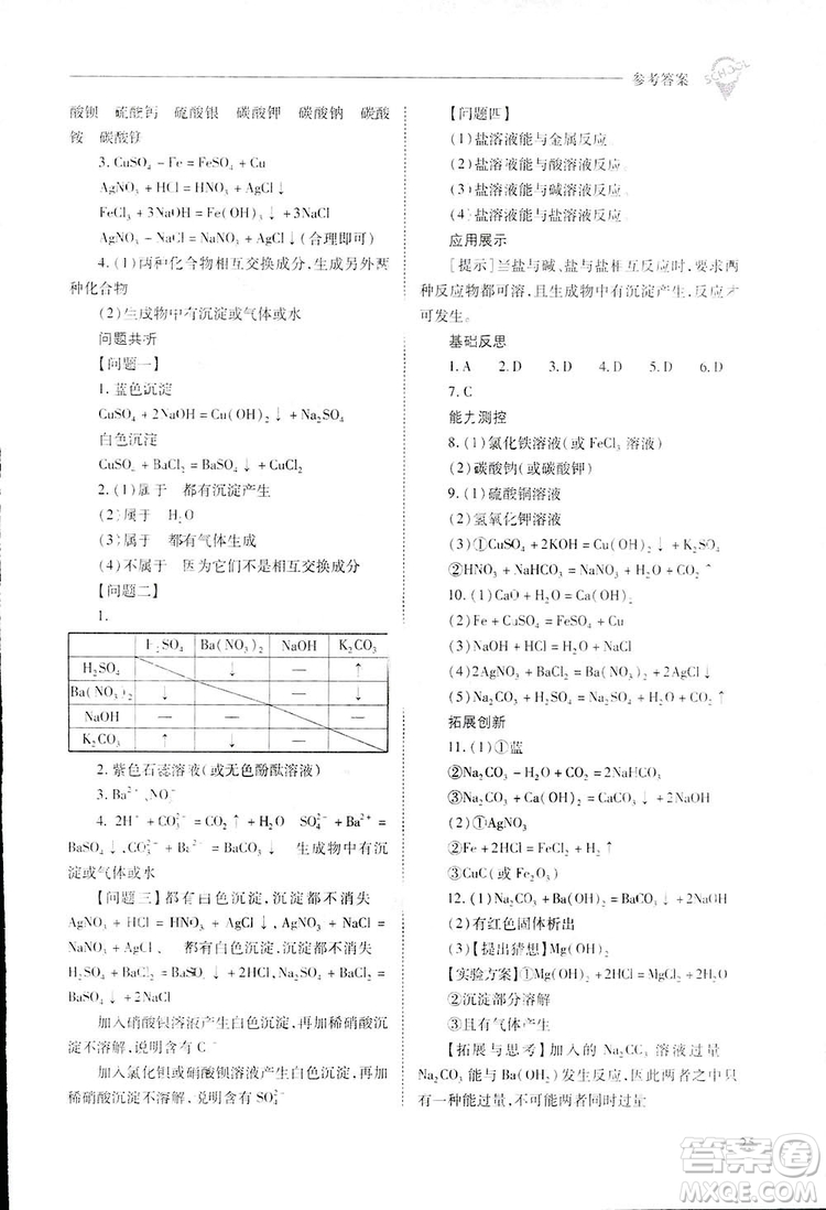 2019新課程問題解決導(dǎo)學(xué)方案九年級下冊化學(xué)人教版答案