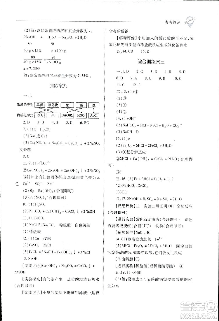 2019新課程問題解決導(dǎo)學(xué)方案九年級下冊化學(xué)人教版答案