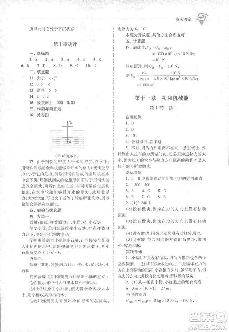 2019新課程問題解決導(dǎo)學(xué)方案八年級(jí)下冊(cè)物理人教版答案