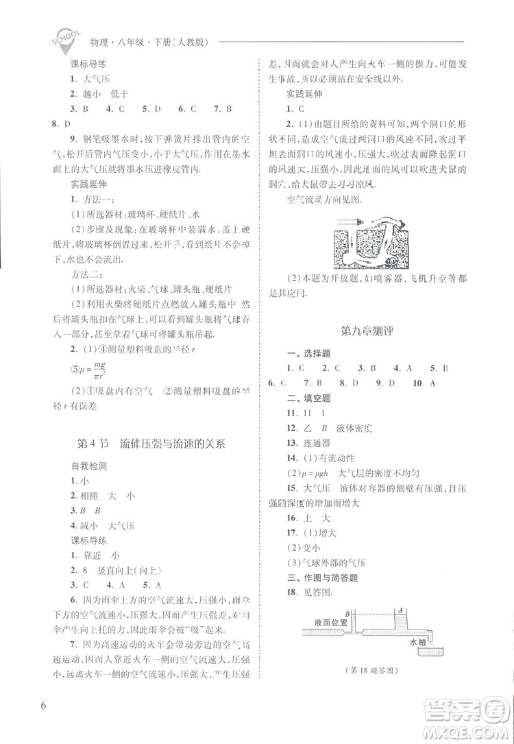 2019新課程問題解決導(dǎo)學(xué)方案八年級(jí)下冊(cè)物理人教版答案