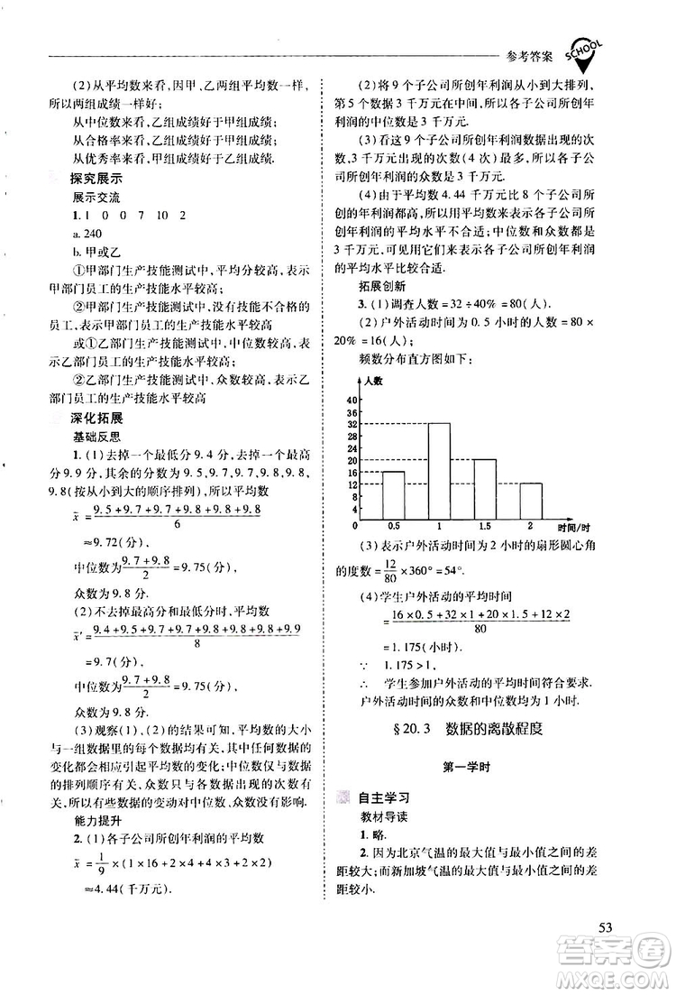 2019新課程問題解決導(dǎo)學(xué)方案數(shù)學(xué)八年級下冊華東師大版答案