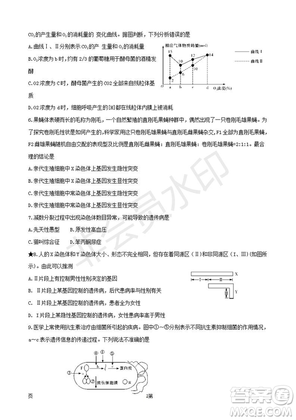 湖南省長郡中學2019屆高三下學期第六次月考生物試卷及答案解析