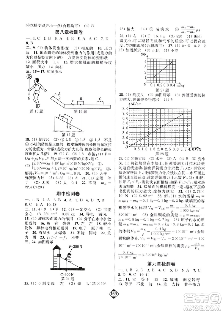 輕松一典2019輕松作業(yè)本物理八年級下冊新課標(biāo)江蘇版答案