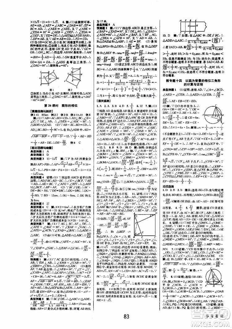 2019版BBS初中新學案優(yōu)化與提高九年級數(shù)學中考總復習參考答案