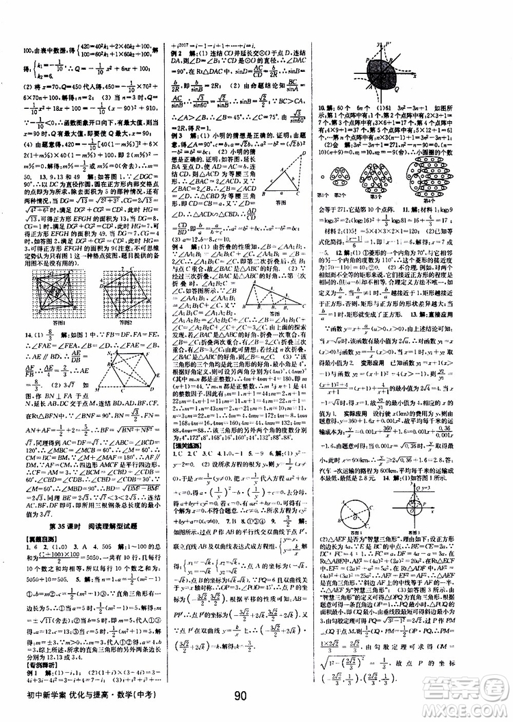 2019版BBS初中新學案優(yōu)化與提高九年級數(shù)學中考總復習參考答案