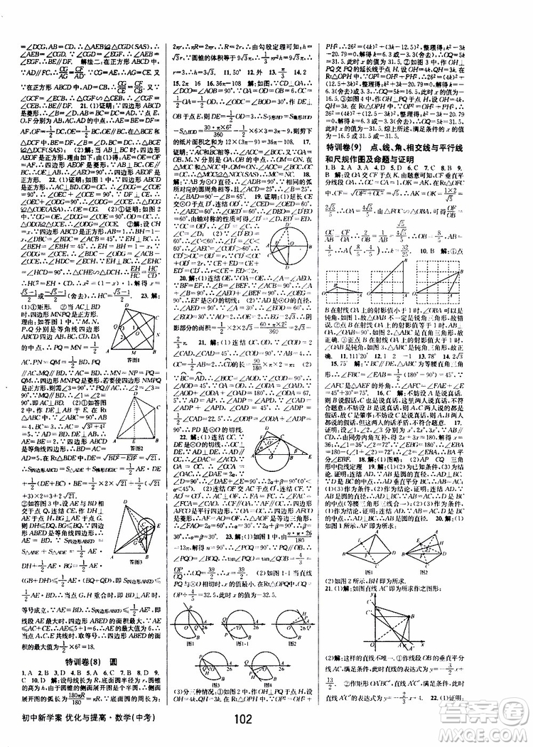 2019版BBS初中新學案優(yōu)化與提高九年級數(shù)學中考總復習參考答案