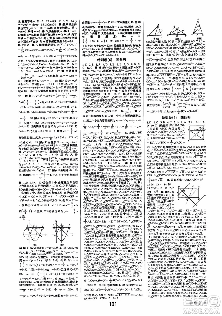 2019版BBS初中新學案優(yōu)化與提高九年級數(shù)學中考總復習參考答案